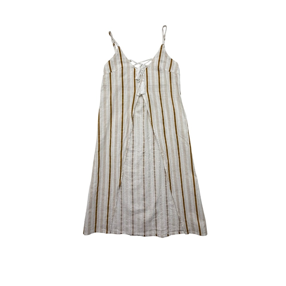 Morrisday The Label Undivided Striped Tank Top 100% Cotton Costal White Tan 6 S - Picture 2 of 8